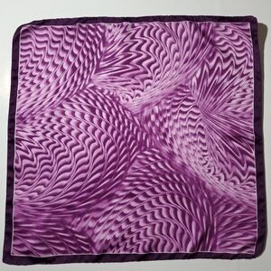 Vintage Italian Scarf PURPLE ABSTRACT ART Silk Feel SYMPHONY 19" Square